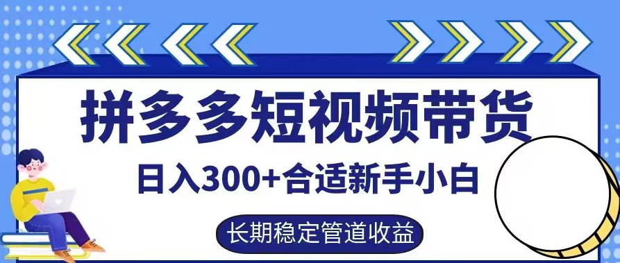 拼多多短视频带货日入300+有长期稳定被动收益，合适新手小白【揭秘】-彼飞网创