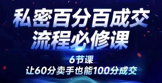 私密百分百成交流程线上训练营，绝对成交，让60分卖手也能100分成交-彼飞网创