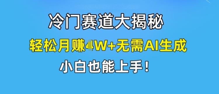 冷门赛道大揭秘，轻松月赚1W+无需AI生成，小白也能上手【揭秘】-彼飞网创