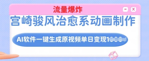 宫崎骏风治愈系动画制作，AI软件一键生成原创视频流量爆炸，单日变现多张，详细实操流程-彼飞网创