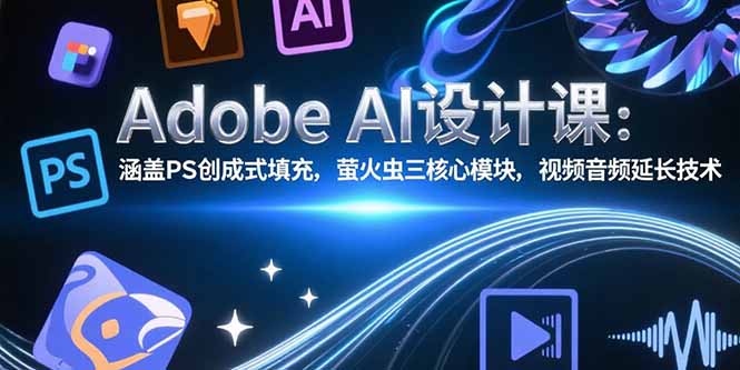 Adobe AI设计课：涵盖PS创成式填充，萤火虫三核心模块，视频音频延长技术-彼飞网创