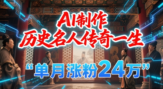暴力起号！用AI制作历史名人传奇一生，单月涨粉24W，涨粉+变现赛道黑马来了-彼飞网创