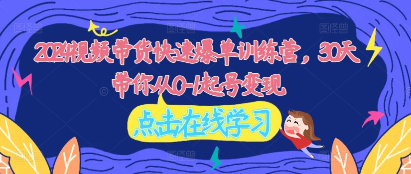 2024视频带货快速爆单训练营，30天带你从0-1起号变现-彼飞网创