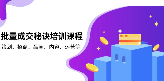 批量成交秘诀培训课程，策划、招商、品宣、内容、运营等-彼飞网创