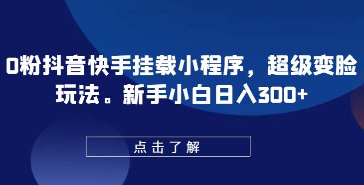 0粉抖音快手挂载小程序，超级变脸玩法，新手小白日入300+【揭秘】-彼飞网创
