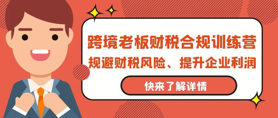 (9838期)跨境老板-财税合规训练营，规避财税风险、提升企业利润-彼飞网创
