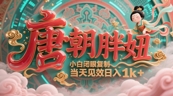 用AI克隆“唐朝胖妞”日更3条，平台疯狂推流，小白闭眼复制，当天见效，日入1k+-彼飞网创