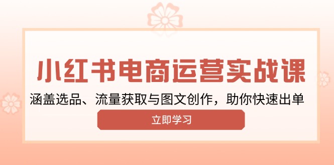 小红书变现运营实战课，涵盖选品、流量获取与图文创作，助你快速出单-彼飞网创