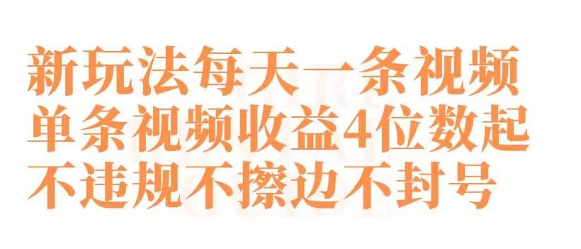 快手新玩法每天一条视频单条视频收益4位数起不违规不擦边不封号【揭秘】-彼飞网创