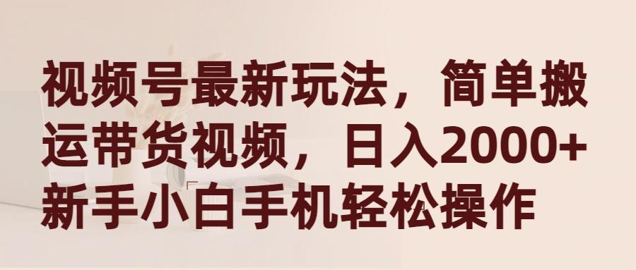 (9486期)视频号最新玩法，简单搬运带货视频，日入2000+，新手小白手机轻松操作-彼飞网创