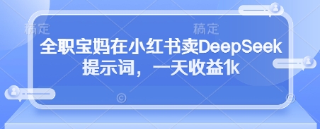 全职宝妈在小红书卖DeepSeek提示词，一天收益1k-彼飞网创