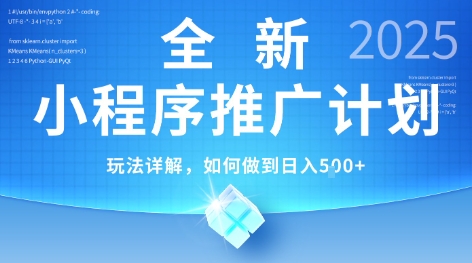 2025年最新小程序推广计划，简单操作，独家技术，日均5张+【揭秘】-彼飞网创