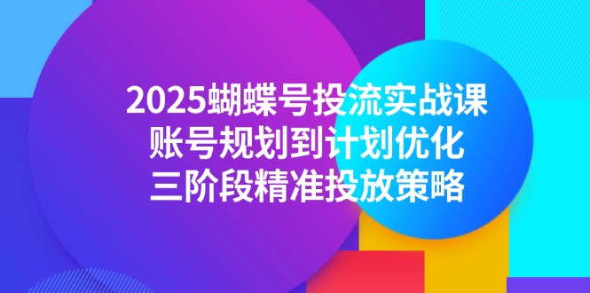 2025蝴蝶号投流实战课，账号规划到计划优化，三阶段精准投放策略-彼飞网创