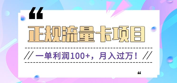 正规手机流量卡项目，一单利润100+，月入过万！人人可做(推广技术+正规渠道)-彼飞网创