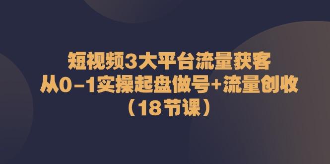 短视频3大平台流量获客：从0-1实操起盘做号+流量创收(18节课)-彼飞网创