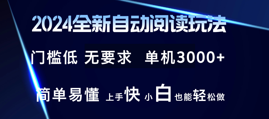 2024全新自动阅读玩法 全新技术 全新玩法 单机3000+ 小白也能玩的转 也…-彼飞网创