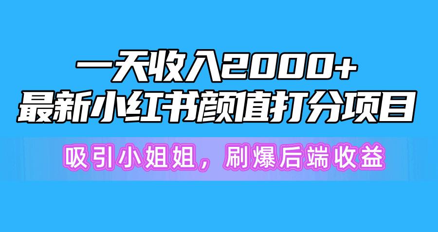一天收入2000+，最新小红书颜值打分项目，吸引小姐姐，刷爆后端收益-彼飞网创
