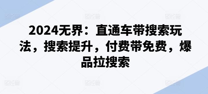 2024无界：直通车带搜索玩法，搜索提升，付费带免费，爆品拉搜索-彼飞网创