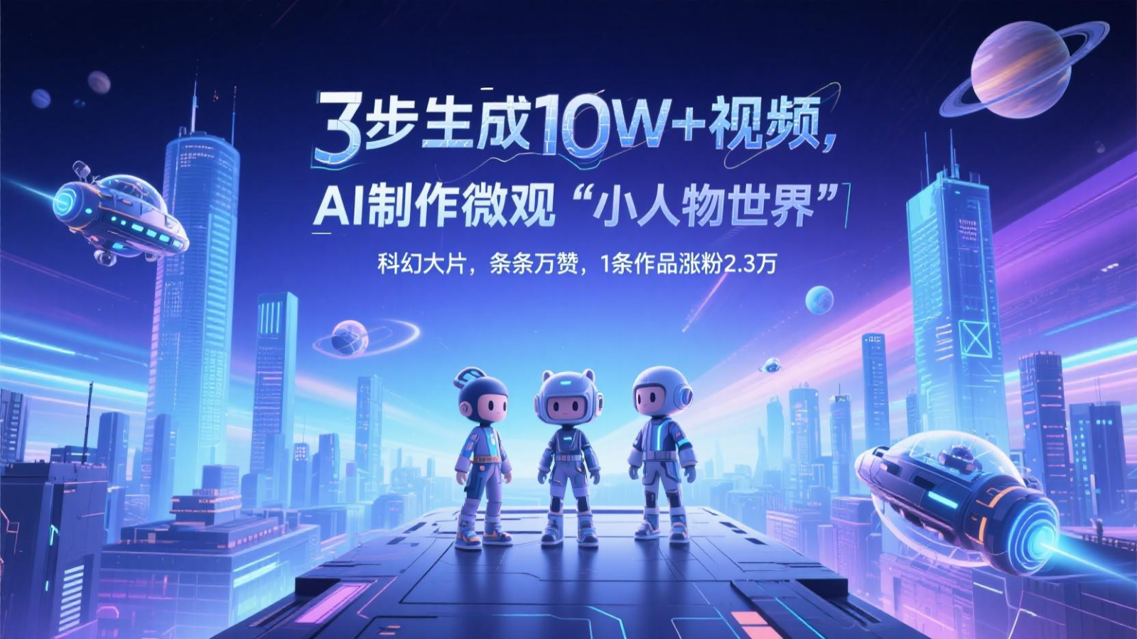 三步生成10W+视频，AI制作微观“小人物世界”科幻大片，条条万赞，1条作品涨粉2.3万-彼飞网创