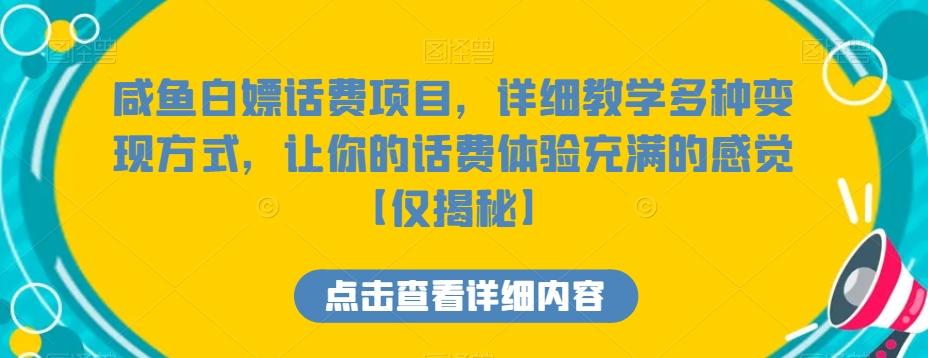 咸鱼白嫖话费项目，详细教学多种变现方式，让你的话费体验充满的感觉【仅揭秘】-彼飞网创