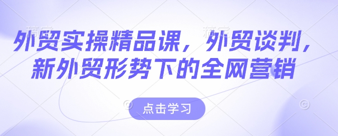 外贸实操精品课，外贸谈判，新外贸形势下的全网营销-彼飞网创
