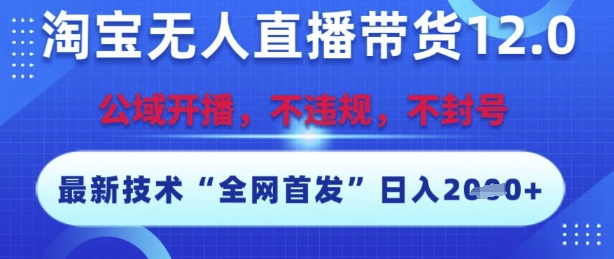 淘宝无人直播带货12.0，最新技术，不封号，不违规，操作简单，开播爆单，日入多张【揭秘】-彼飞网创