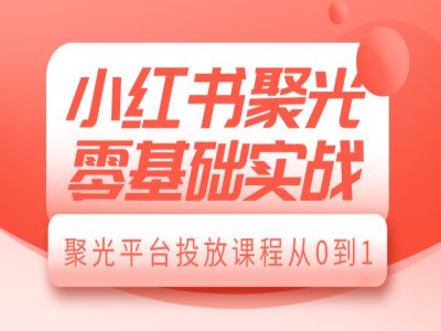 小红书聚光零基础实战，聚光平台投放课程从0到1-彼飞网创