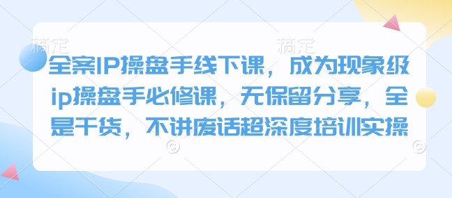 全案IP操盘手线下课，成为现象级ip操盘手必修课，无保留分享，全是干货，不讲废话超深度培训实操-彼飞网创