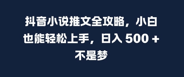 抖音小说推文全攻略，小白也能轻松上手，日入 5张+ 不是梦【揭秘】-彼飞网创