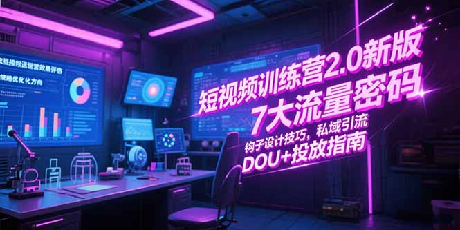短视频训练营2.0新版，7大流量密码/钩子设计技巧/私域引流/DOU+投放指南-彼飞网创