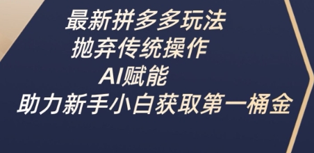 最新拼多多玩法，抛弃传统操作，AI赋能，助力新手小白获取第一桶金-彼飞网创