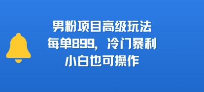 男粉项目高级玩法，每单899，冷门暴利，小白也可操作-彼飞网创