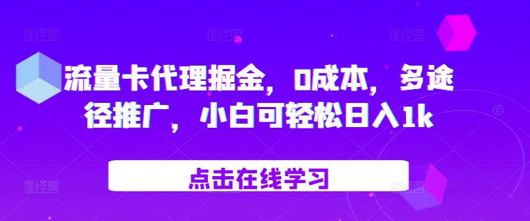 流量卡代理掘金，0成本，多途径推广，小白可轻松日入1k-彼飞网创