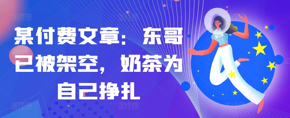 某付费文章：东哥已被架空，奶茶为自己挣扎!!-彼飞网创
