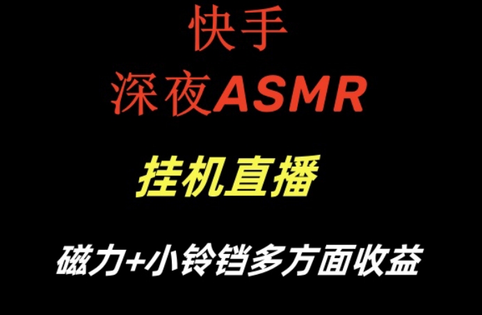 快手深夜ASMR挂机直播，磁力+小铃铛收益(附带工具和5G素材)【揭秘】-彼飞网创
