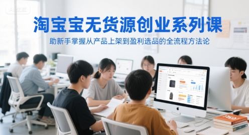 淘宝无货源创业系列课，助新手掌握从产品上架到盈利选品的全流程方法论-彼飞网创