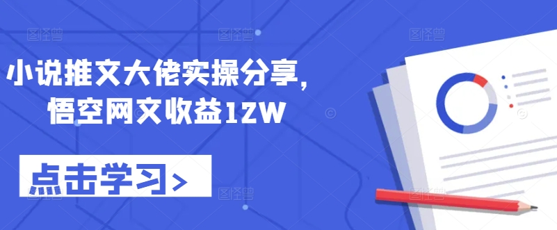小说推文大佬实操分享，悟空网文收益12W-彼飞网创