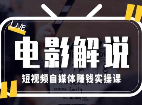 电影解说短视频自媒体赚钱实操课，教你做电影解说短视频，月赚1万-彼飞网创