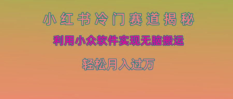 小红书冷门赛道揭秘,利用小众软件实现无脑搬运，轻松月入过万-彼飞网创