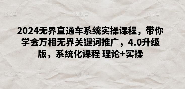 2024无界直通车系统实操课程，带你学会万相无界关键词推广，4.0升级版，系统化课程 理论+实操-彼飞网创