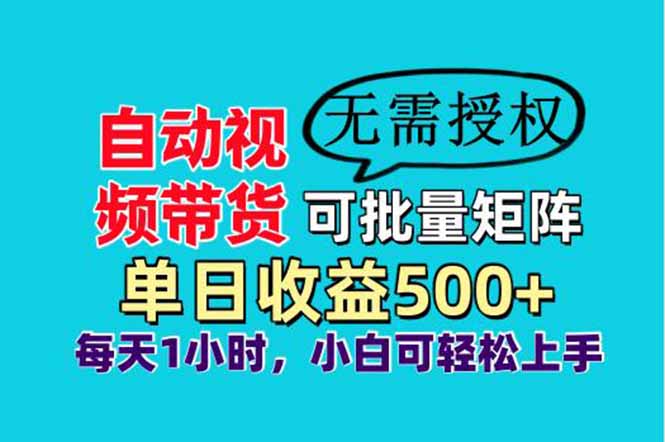 自动视频带货，可批量矩阵，单日收益500+、轻松实现睡后收益，小白可…-彼飞网创