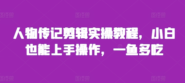 人物传记剪辑实操教程，小白也能上手操作，一鱼多吃-彼飞网创