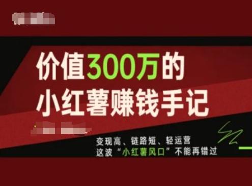 价值300万的小红书赚钱手记，变现高、链路短、轻运营，这波“小红薯风口”不能再错过-彼飞网创