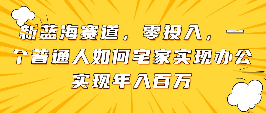 新蓝海赛道，零投入，一个普通人如何宅家办公实现年入百万-彼飞网创