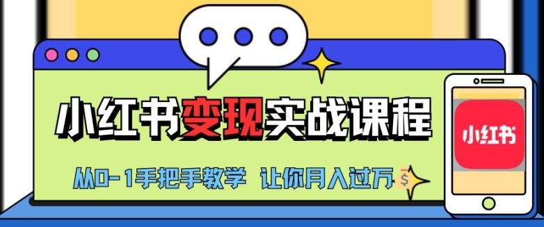 小红书推广实战训练营，小红书从0-1“变现”实战课程，教你月入过W【揭秘】-彼飞网创
