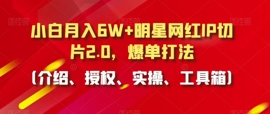 小白月入6W+明星网红IP切片2.0，爆单打法(介绍、授权、实操、工具箱)【揭秘】-彼飞网创