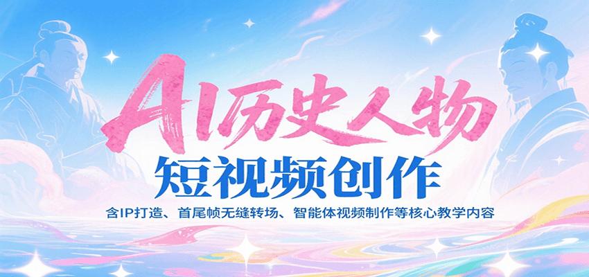 AI历史人物短视频创作，含IP打造、首尾帧无缝转场、智能体视频制作等核心教学内容-彼飞网创