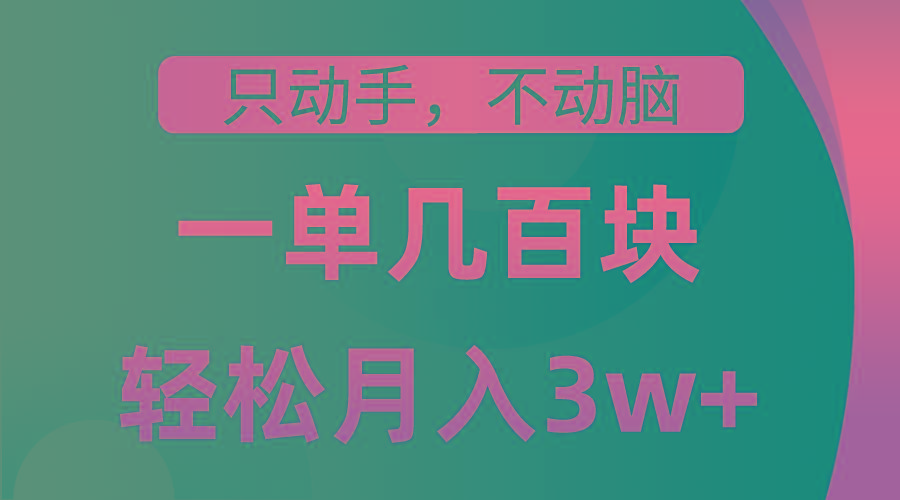 只动手不动脑，一单几百块，轻松月入3w+，看完就能直接操作，详细教程-彼飞网创