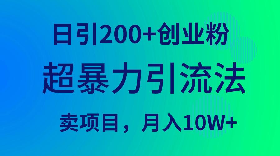 (9654期)超暴力引流法，日引200+创业粉，卖项目月入10W+-彼飞网创