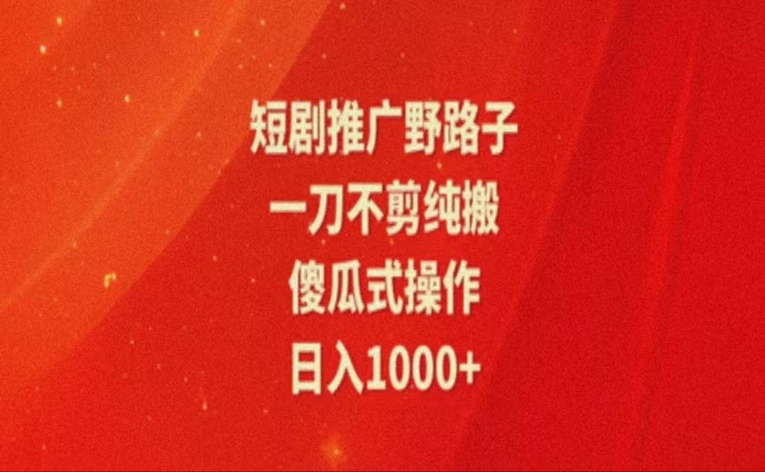 暑假风口项目，短剧推广全新玩法，一刀不剪纯搬运，轻松日入1000+-彼飞网创